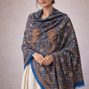 Pashmina Kalamkari Shawl – Royal Blue